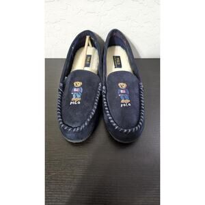 POLO RALPH LAUREN LADIES SIZE 11 Blue Slippers Moccasin Bear